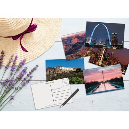 Better Office Products Travel Postcards, 4in. x 6in. High Gloss, 25 Amazing Photos of National Landmarks, 50PK 64641